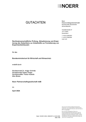 Arbeitshilfe zur Formulierung von Experimentierklauseln_Aktualisierung_Titelseite Arbeitshilfe zur Formulierung von Experimentierklauseln_Aktualisierung_Titelseite