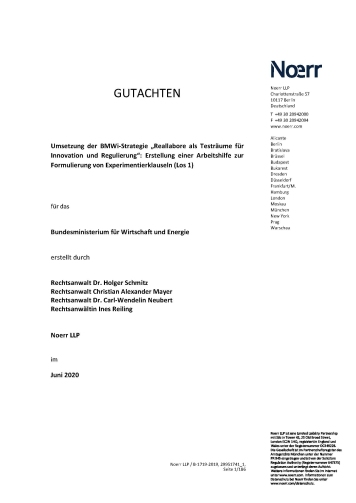Arbeitshilfe zur Formulierung von Experimentierklauseln_Titelseite Arbeitshilfe zur Formulierung von Experimentierklauseln_Titelseite