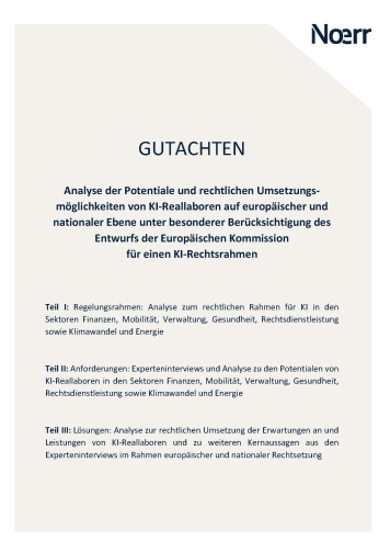 Umsetzungsmöglichkeiten von KI-Reallaboren_Titelseite Umsetzungsmöglichkeiten von KI-Reallaboren_Titelseite